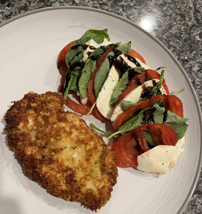 Homemade chicken cutlet and caprese salad 9GAG