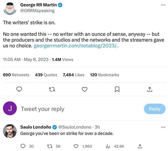 "George, you've been on strike for over a decade" - 9GAG