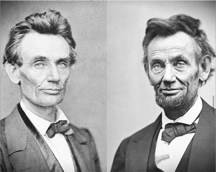 Abraham Lincoln in 1860 vs. 1865, before and after the Civil War. - 9GAG