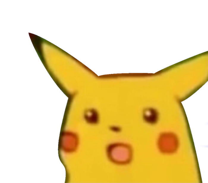 portrait of surprised pikachu meme with big gleaming