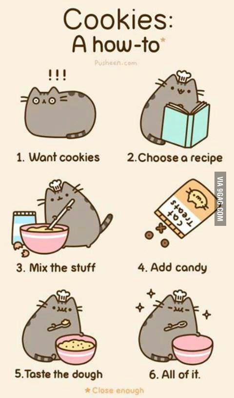 pusheen holding cookie