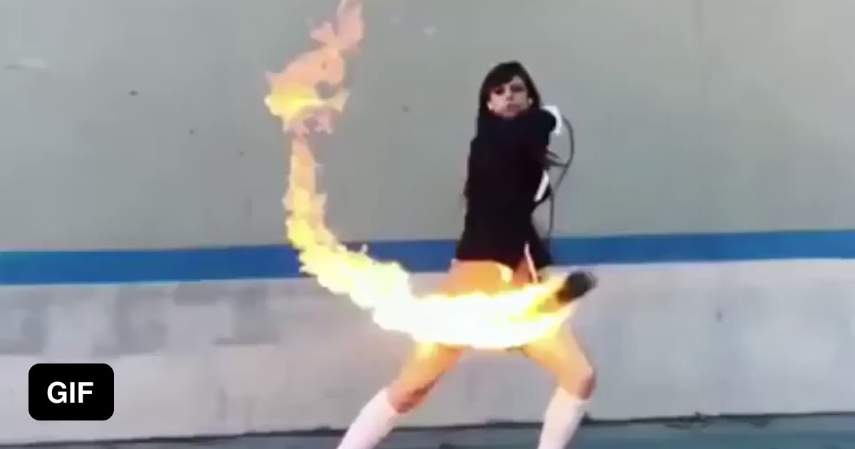 The way this girl is able to maneuver the fireball - 9GAG
