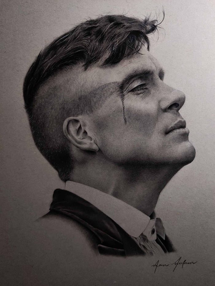 Did a portrait of Tommy Shelby (Peaky Blinders) using Charcoal ...