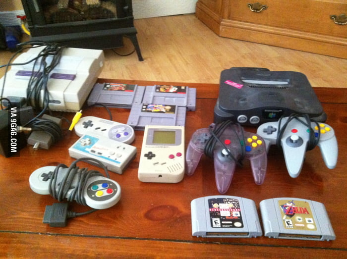 Got this SNES, N64 and Gameboy for $4 at a yard sale + games - 9GAG