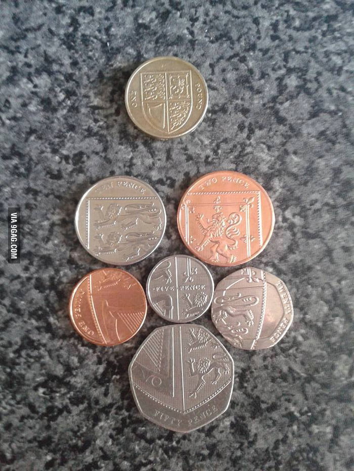 These coins together make up the shield on the £1 coin - 9GAG