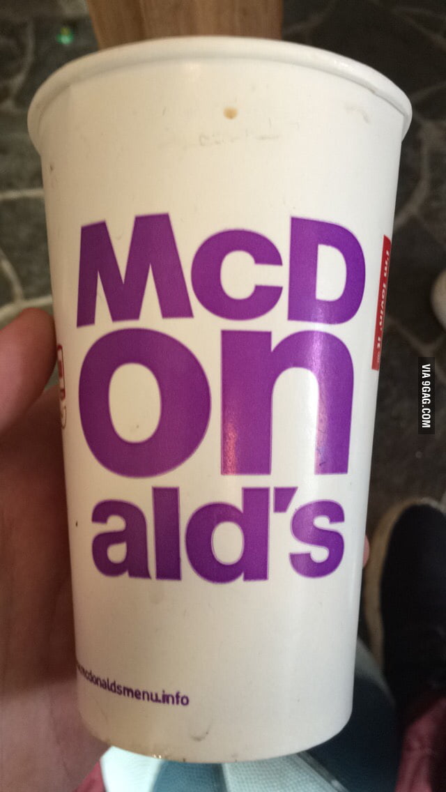 McDonalds' new cups looks like they say "McD on aids" 9GAG