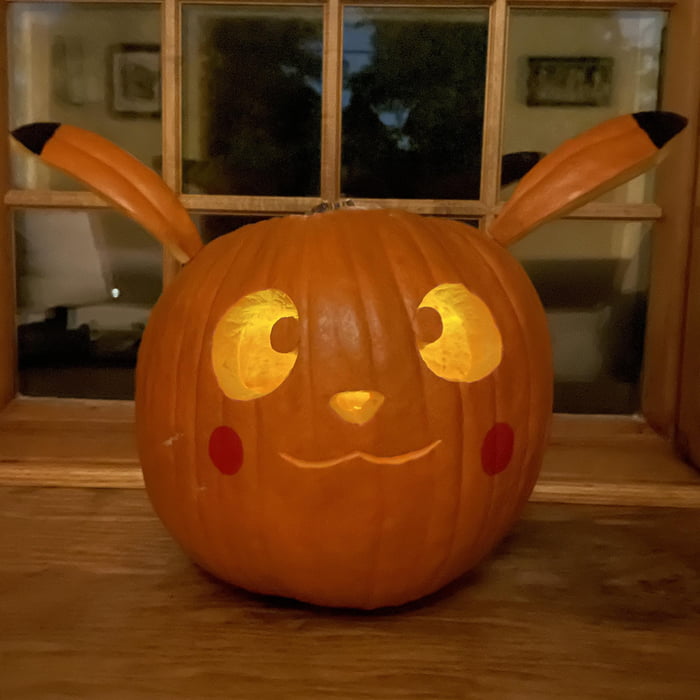 Carved A Pikachu Pumpkin For A Pumpkin Carving Contest 9GAG