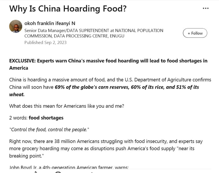 China Is Hoarding A Massive Amount Of Food - 9GAG