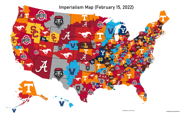 College Basketball Imperialism Map February 15 2022 9GAG