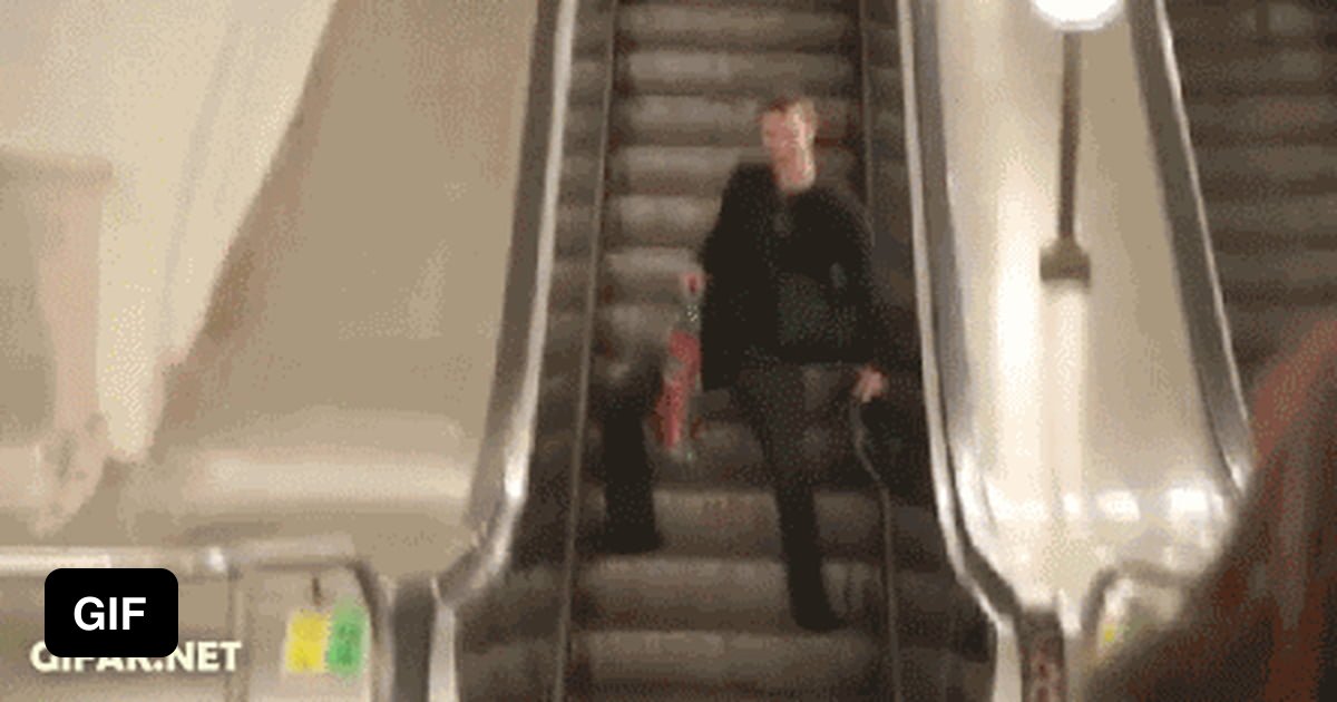 Clown Throwing Pie On Escalator