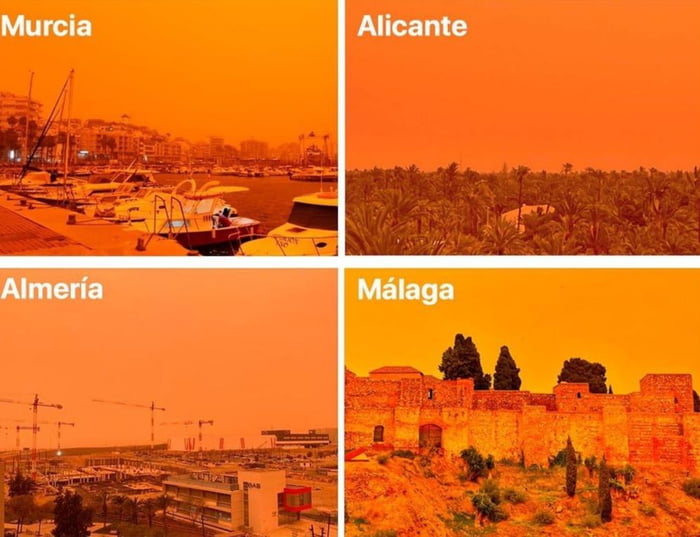 Sahara dust storm over Spain. 9GAG