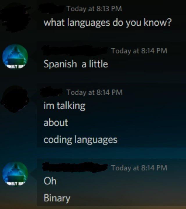 Binary the coding language for chads - 9GAG