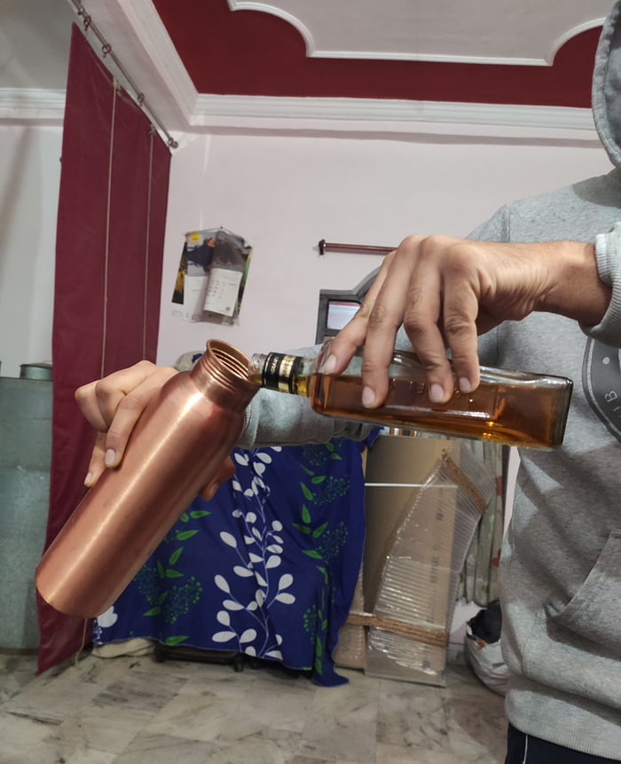 Some ayurvedic medicine in copper bottle, Was feeling down. Now trippy