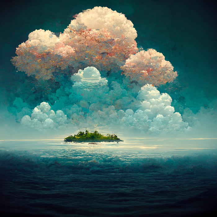 Island in the clouds By Midjourney AI - 9GAG