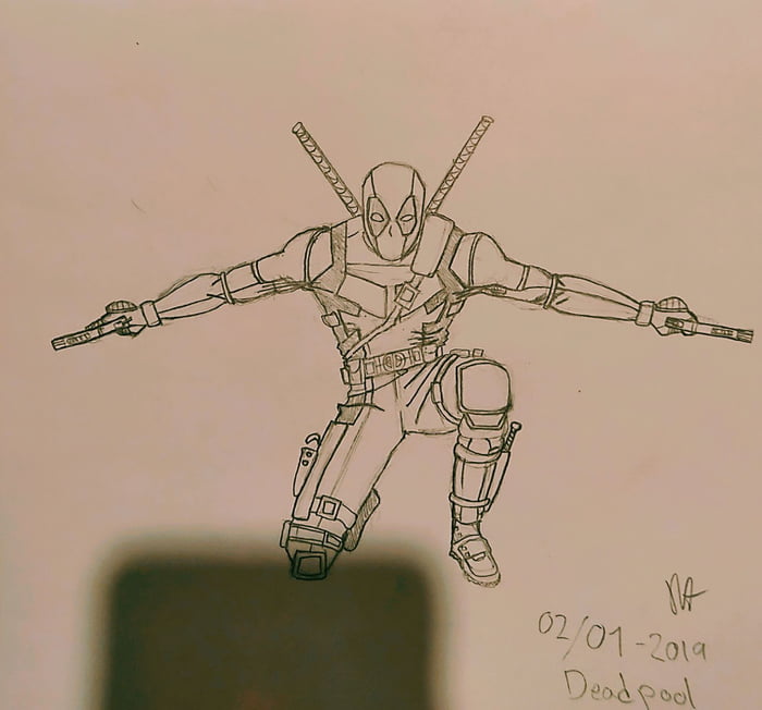 Deadpool Drawing I Did I M Going To Draw Every Single Day In 1 Year Just To See How Good I Can Get Wish Me Luck People 9gag