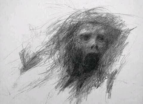 The last drawing of a schizophrenic patient before suicide. Sleep well
