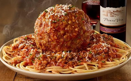This Menu Item At Olive Garden Giant Meatball With Spaghetti