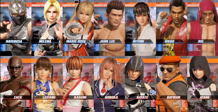 dead or alive 6 characters