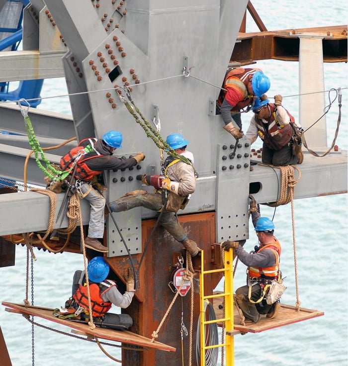 Iron Workers repairing a bridge 9GAG