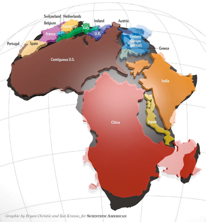 To Show The True Size Of Africa 9gag