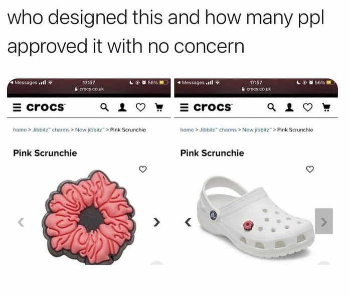 crocs pink scrunchie