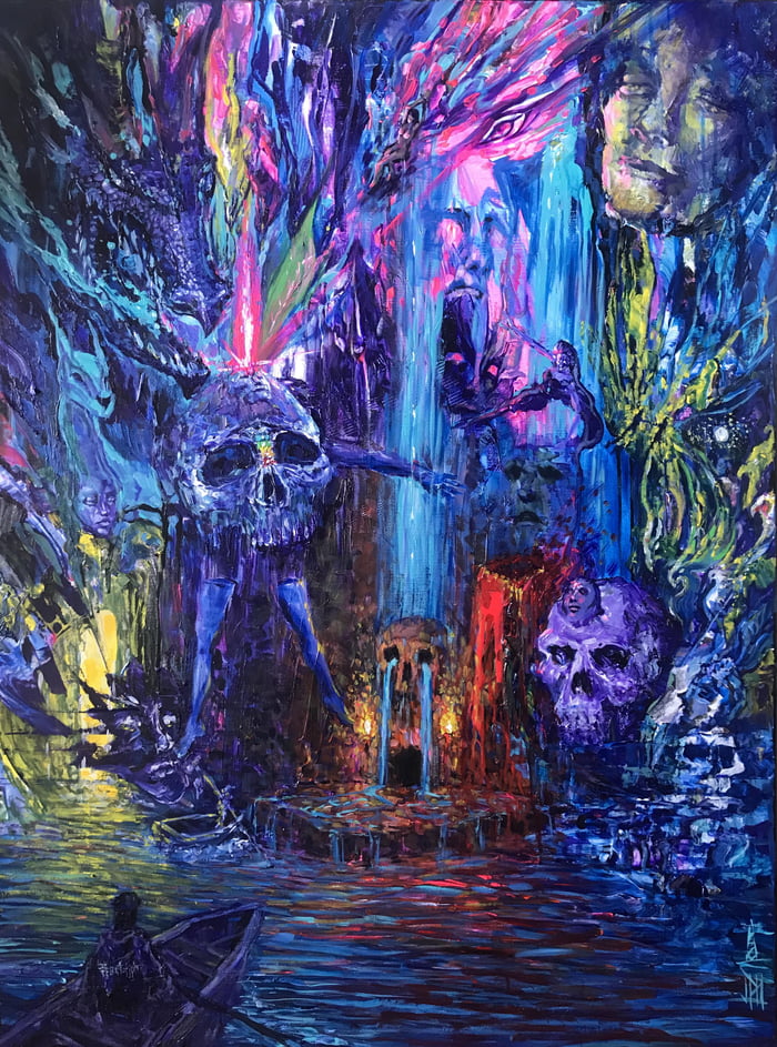 Psychedelic fuelled painting me and a few artist friends did together ...