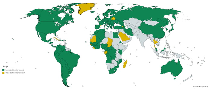 La Liga All-Time International Players Map - 9GAG