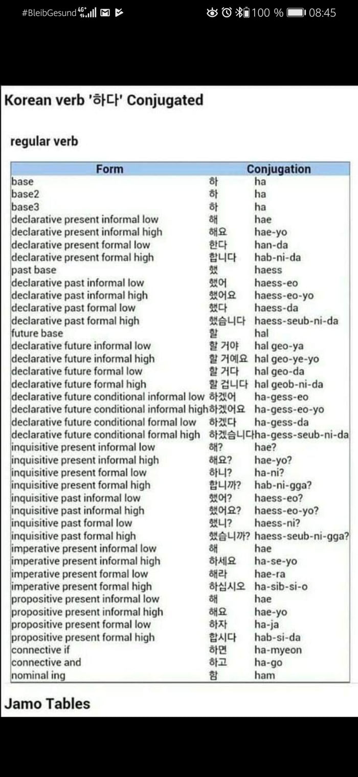 Korean verb
