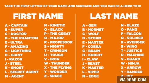 What is your Superhero name? - 9GAG