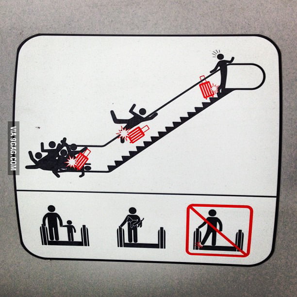 Warning Escalator Bowling In Progress Gag