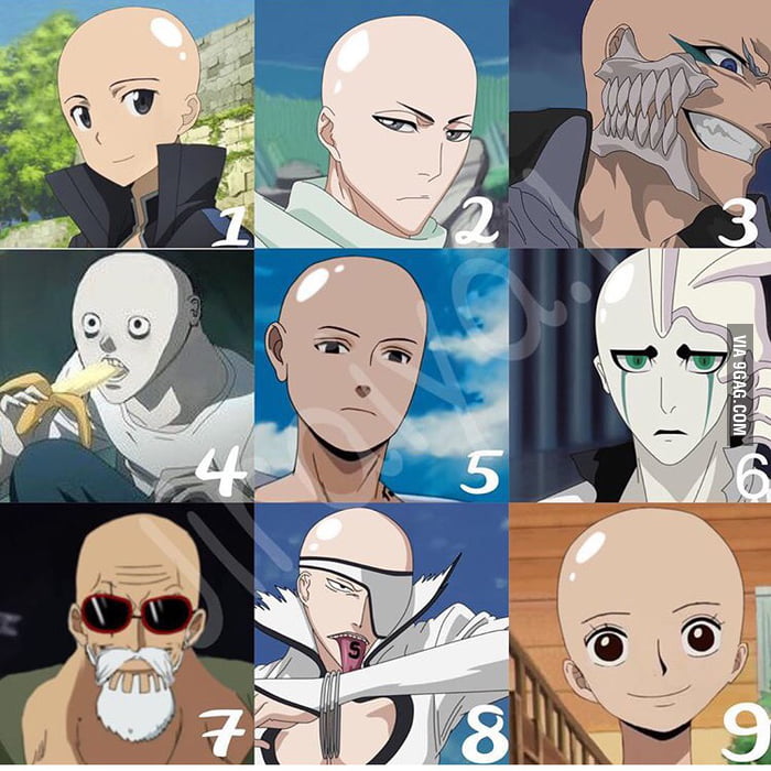 Anime characters without hair really XD - 9GAG