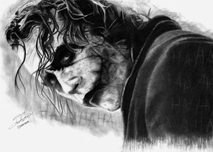 Pencil sketch of Heath Ledgers Joker  9GAG