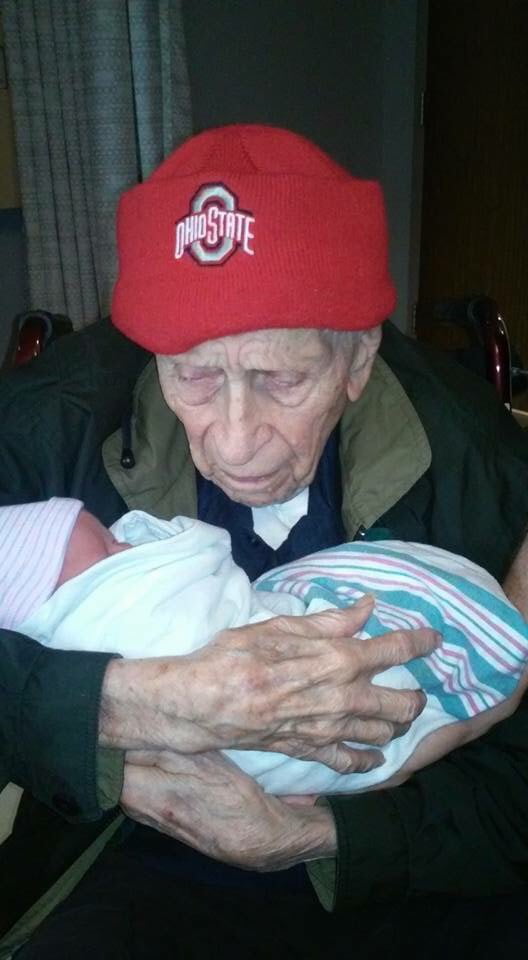 My 100 Year Old Grandpa With My 1 Day Old Cousin 1793