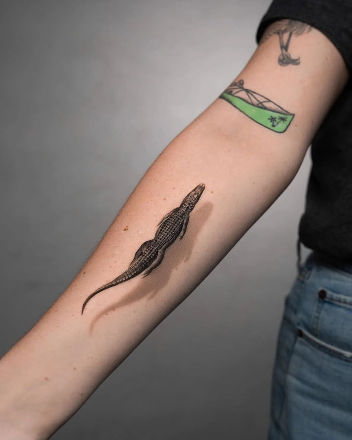Shadowed Crocodile Tattoo 9GAG
