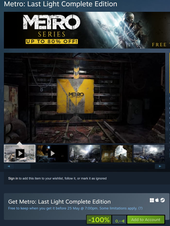 Metro: Last Light Complete Edition is free now in STEAM - 9GAG