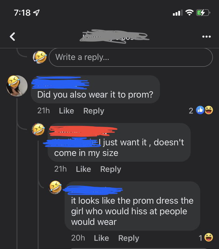 In a wedding dress shaming group. She posted her dream dress that was