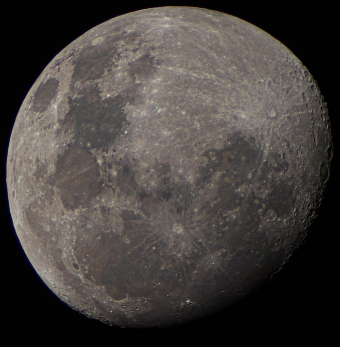 Waxing gibbous moon at 92 through a 102mm refractor telescope 9GAG