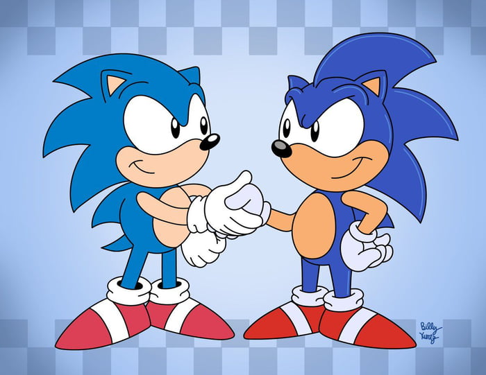 Classic sonic meets AoStH Sonic (by SlySonic) - 9GAG