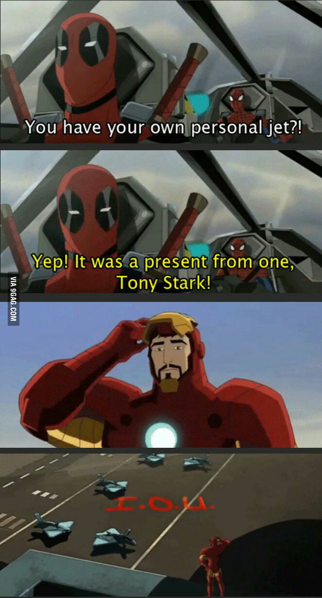 Only Deadpool Stole The Plane With Tony Stark 9GAG