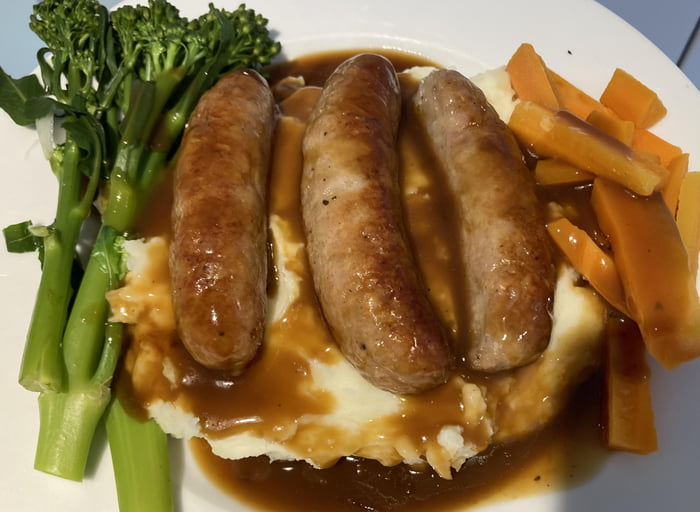 Homemade British classic tonight old English style sausages and