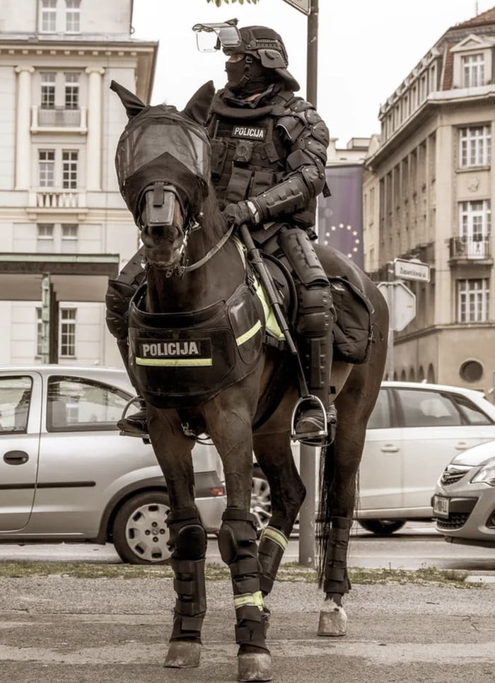 This armored Slovenian police officer and his horse look like a modern ...