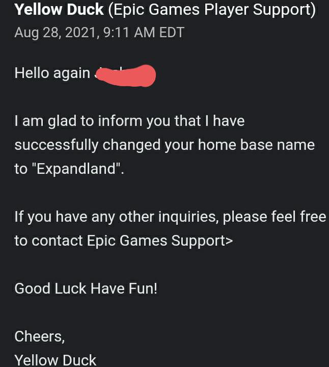 You can change your homebase name through player support 9GAG