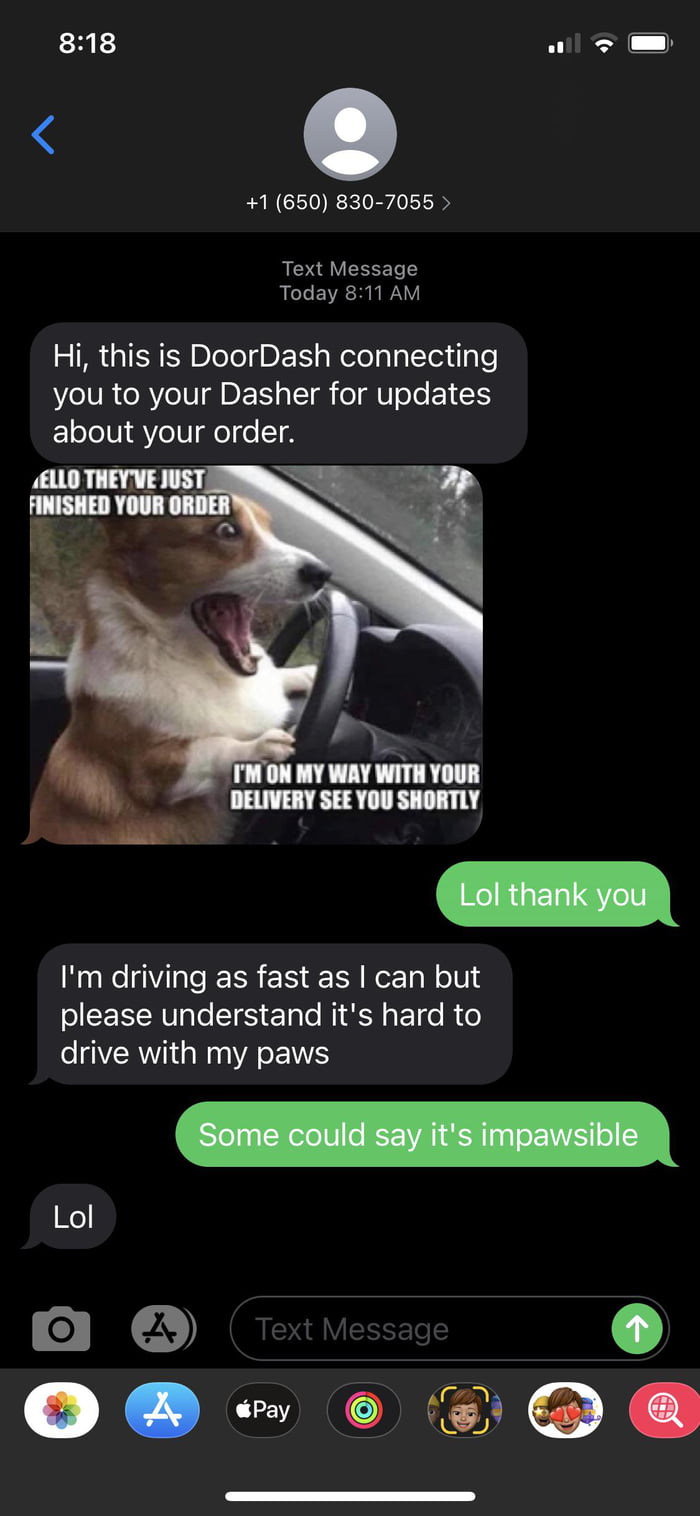 Conversation With Doordash Guy Today 9gag