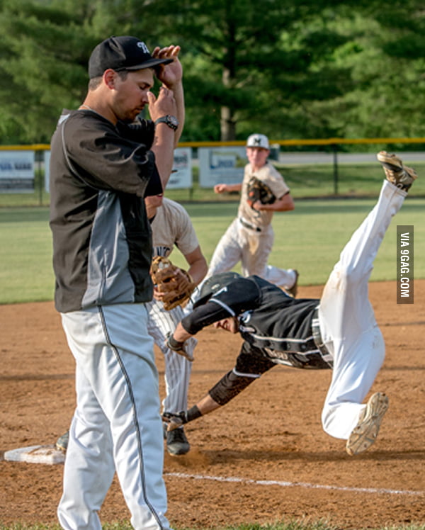 The life of a third base coach 9GAG