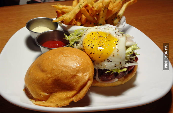 Steak Tartare Burger and Fries - 9GAG