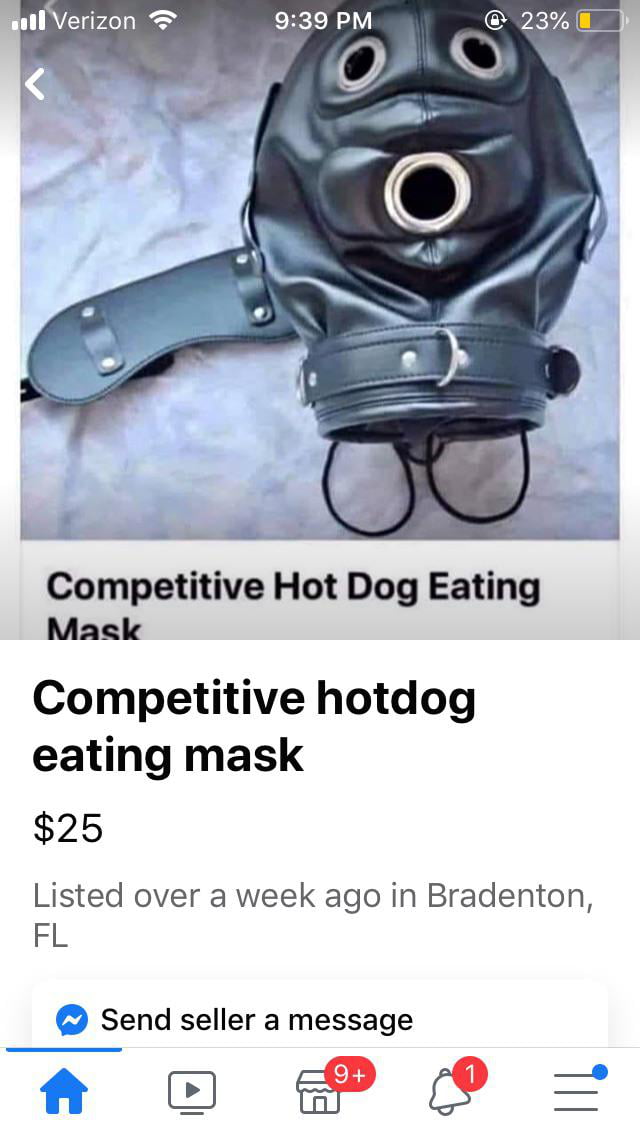 Amuseren bevind zich Klap Competitive hot dog eating mask - 9GAG