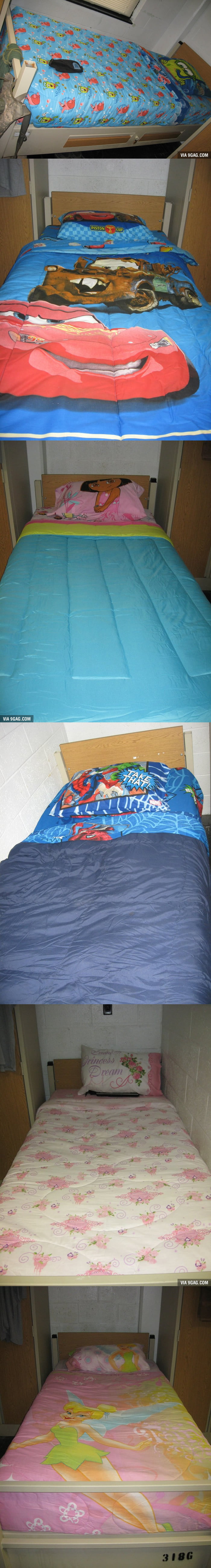 This is what happens when you let soldiers choose their own bed sheets