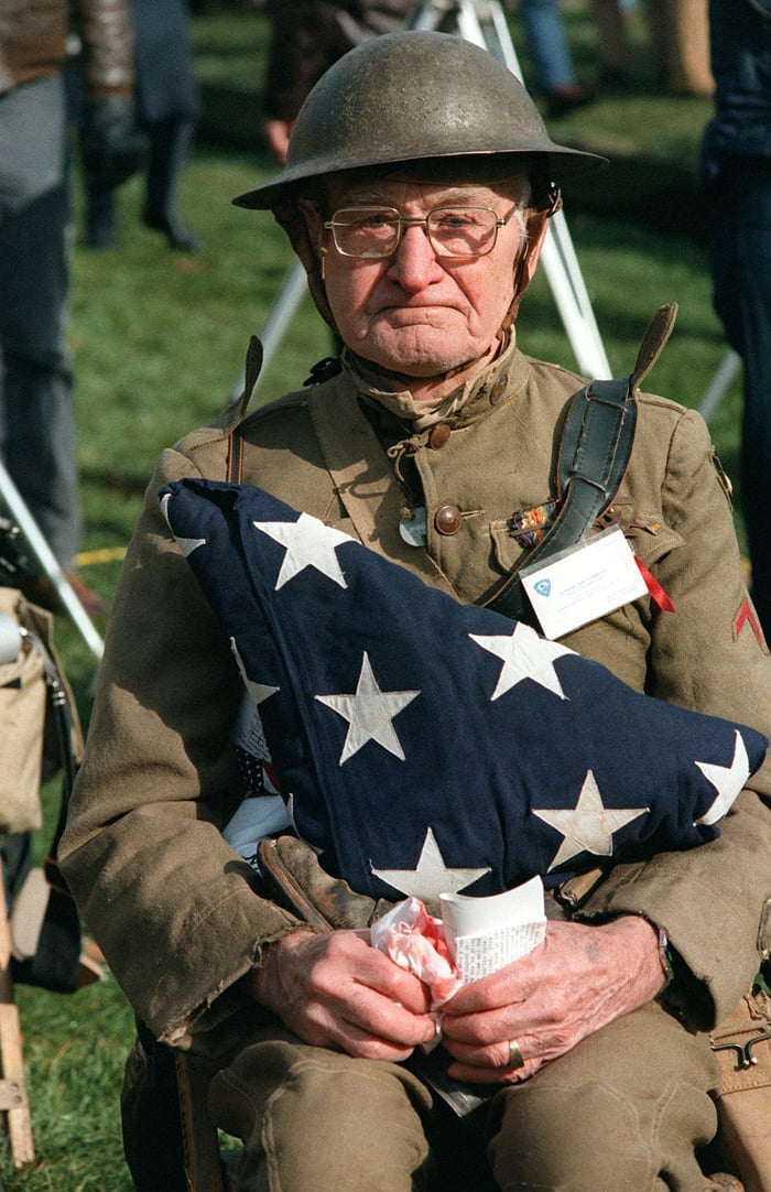 World War I veteran Joseph Ambrose, 86 years old, attends the