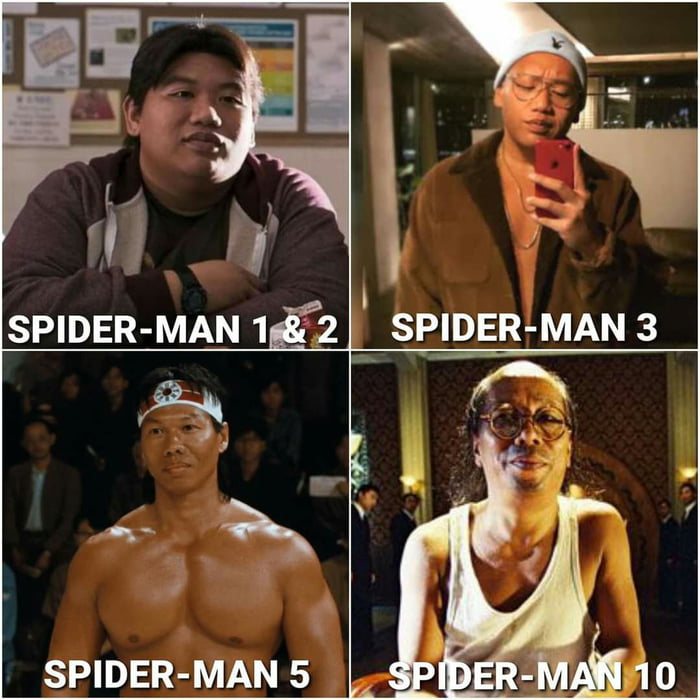 The evolution of Ned throughout the Spider-Man films - 9GAG