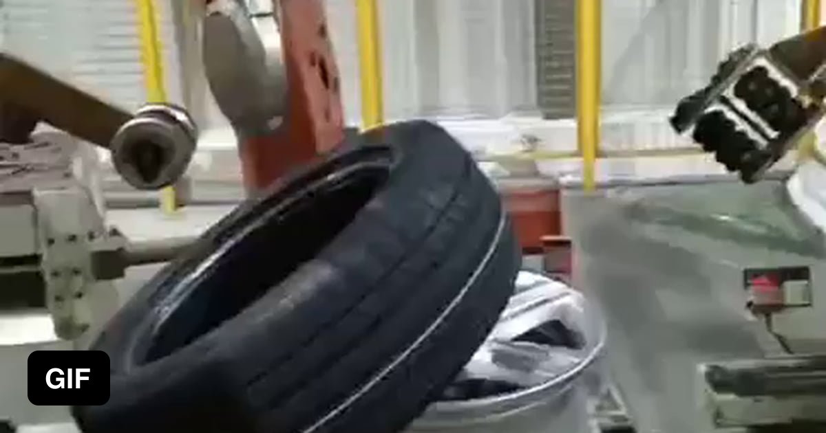 How tires are put onto rims in a factory 9GAG